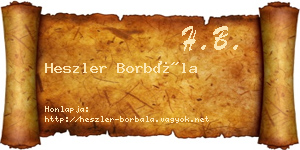 Heszler Borbála névjegykártya